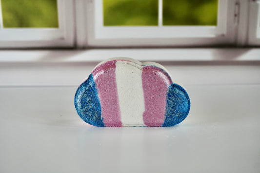 Pride Collection pride cloud bath bomb painted like a trans flag