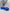 two Blue frosted donut baths bombs stting in front of a small pine tree
