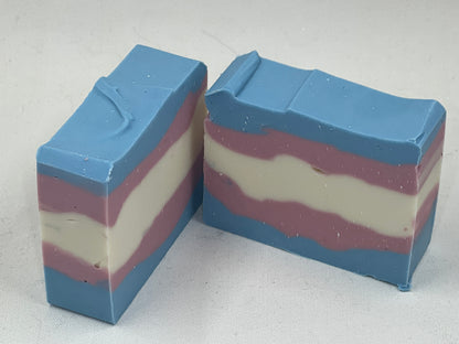 Pride Collection Artisan Soap made in San Jose California Trans Pride Bi pride Pan Pride Rainbow Clouds bath bomb